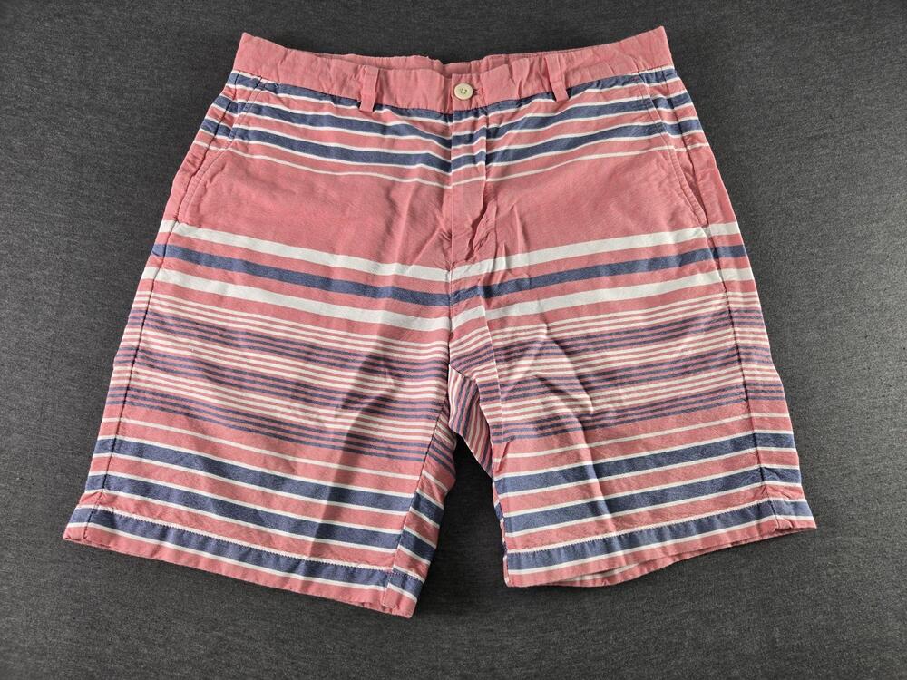 Vineyard Vines Shorts Mens 35 Pink Striped Chino 9 Inch Inseam Cotton Summer